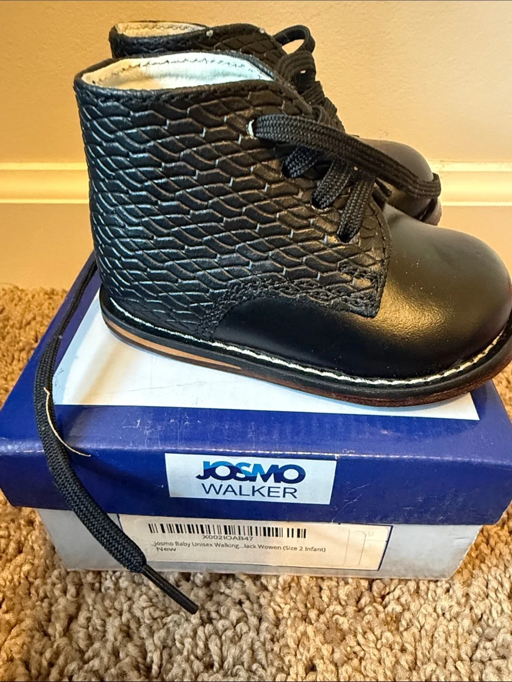Josmo Black Baby Walker Lace-Up Shoes